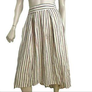 Max Studio Skirt Womens 2XL Pleated A Line High Low Striped Linen